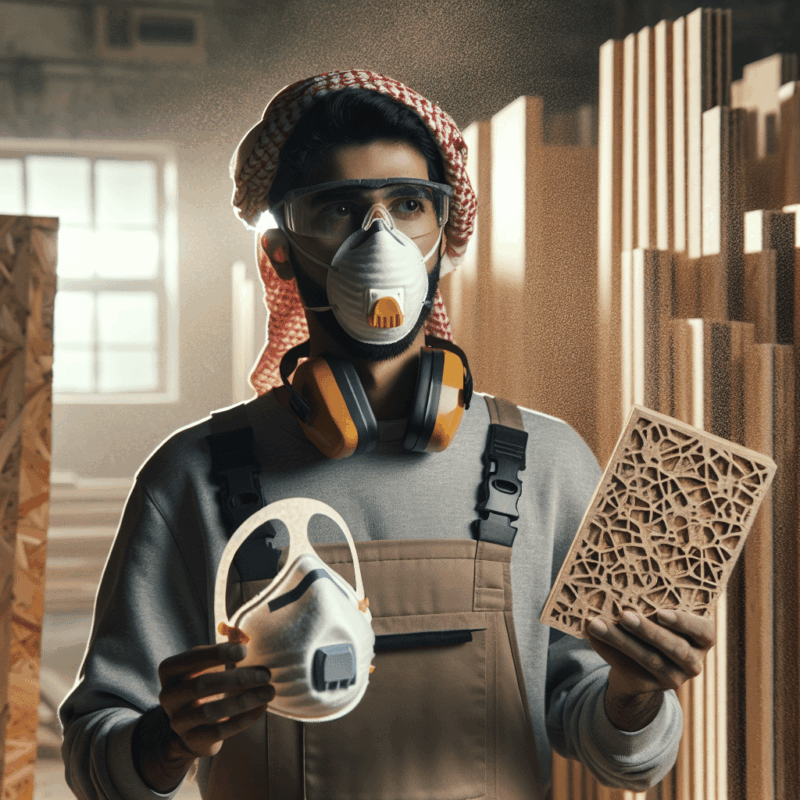 Woodworker comparing best mask for MDF dust – FlowCore vs disposable respirator in fine-particle workshop setting.