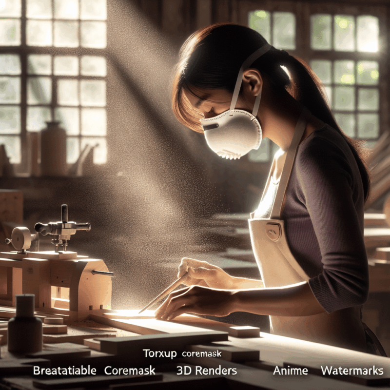 A washable face seal on the CoreMask respirator worn by a craftsman in a well-lit workshop, ensuring long-term comfort and protection.