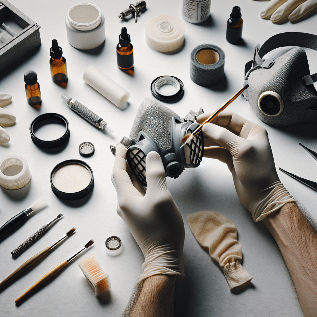 Person checking ProDefend filter after resin work to detect odour breakthrough and maintain respiratory safety.