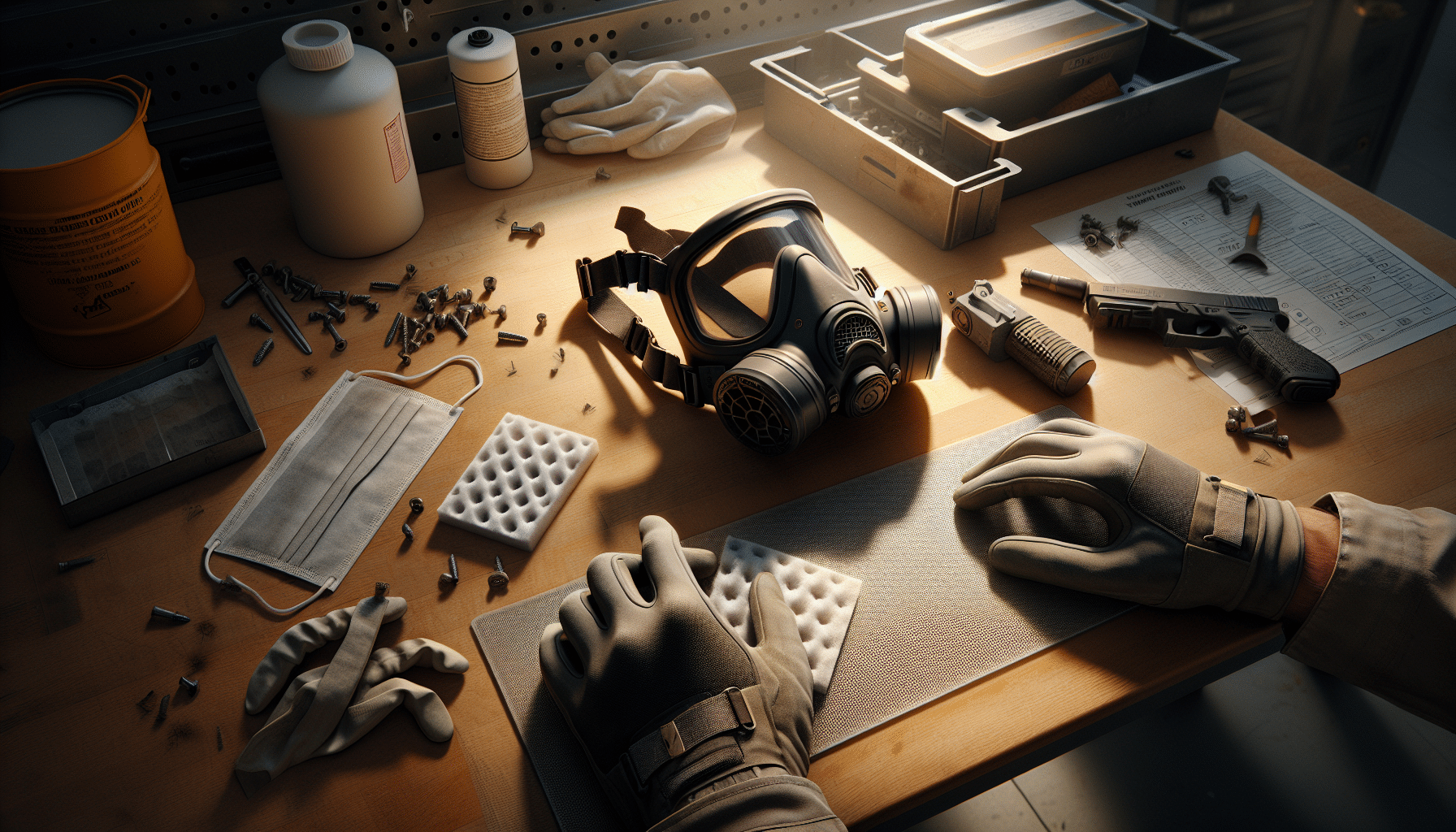 Changing a FlowCore pad as part of a CoreMask pre-job check in a workshop setting.