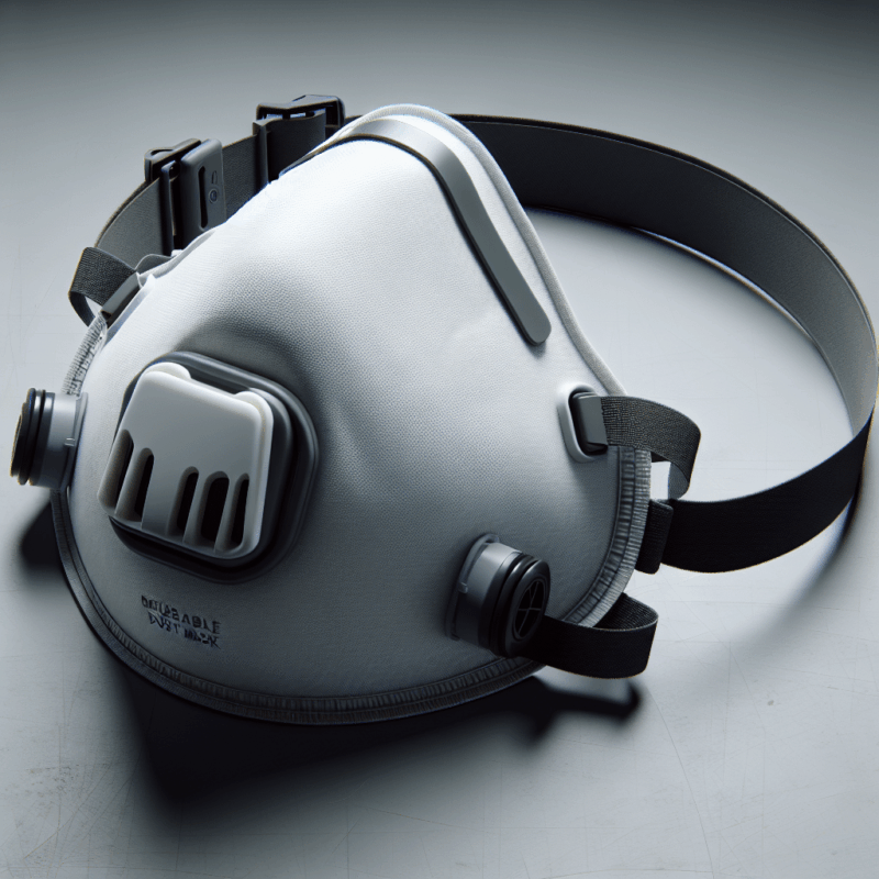 Close-up image of CoreMask reusable dust mask UK with clear view of replaceable filters and ergonomic fit on a neutral surface.