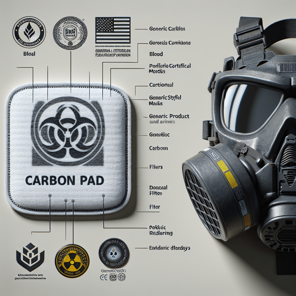 Side-by-side comparison of ProDefend N95 carbon pad and a standard N95 mask, showing filtration labels and branding.