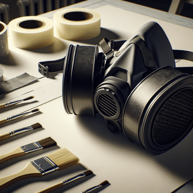 ProDefend subscription carbon filter pads neatly inserted into a painter’s half-mask respirator on a clean workspace.