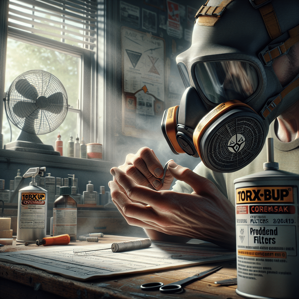 A DIY workspace with ventilation and ProDefend respirator demonstrates safe solvent use with airflow visible through an open window extraction fan.