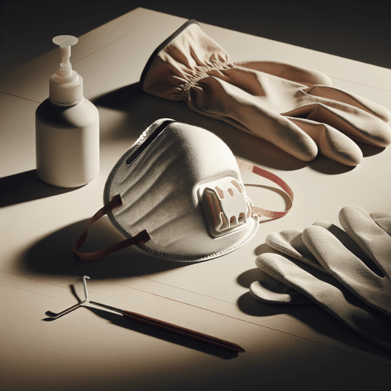 High-resolution image of replaceable filter face mask UK showing CoreMask opened with filter insert and trade tools on neutral surface.