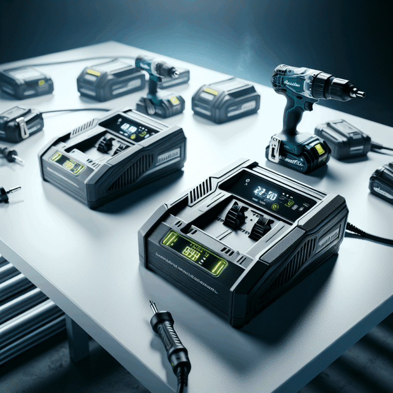 Side-by-side view of VoltGuard 6500 and Makita DC18RC showing charger performance and compatibility with Makita 18V LXT batteries.