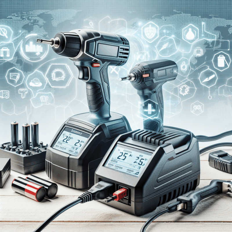 Side-by-side view of standard charger and 6.5A charger highlighting electricity and time savings for Makita tool users.