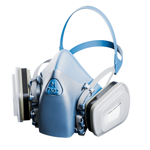 Advanced Comfort Professional Respirator M 7502 The M 7502 half face respirator, engineered for superior comfort and providing certified respiratory protection for UK tradespeople.